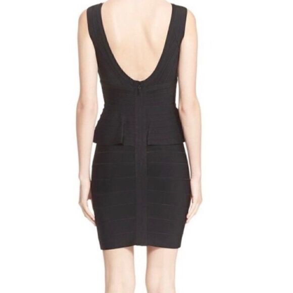 Herve Leger Rebeca Sleeveless Peplum Bandage Mini Dress Black Cocktail Small - Picture 3 of 14